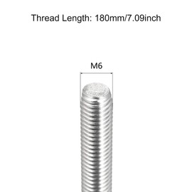 TA-VIGOR 5Pcs M6 x 180mm Fully Threaded Rod, 304 Stainless Steel Studding Rod Bar, Right Hand Threads Rods for Anchor Bolts, Clamps, Hangers and U-Bolts