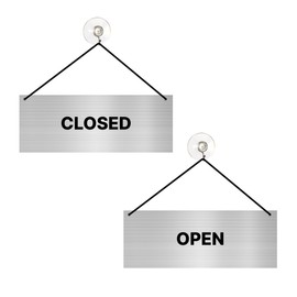 Open Closed Hanging Sign 16 cm x 6 cm with Suction Cup Double-Sided