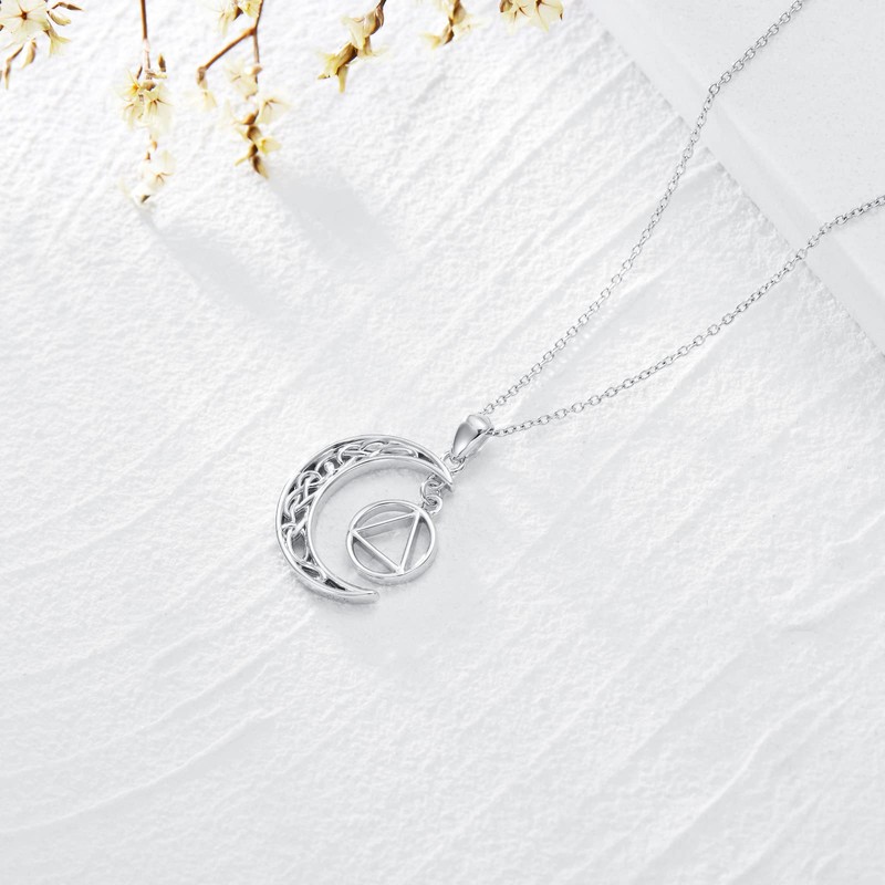 HARMONY BOLA Sobriety Gift 925 Sterling Silver Necklace with Alcoholics