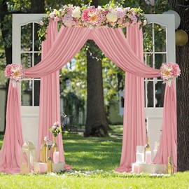 FUHSY Wedding Arch Draping Fabric Dusty Rose Ceilng Drapes 1 Panel 0.7M x 6M Chiffon Fabric Drapery Wedding Drapes for Ceiling Sheer Curtain Scarf Wedding Arches for Wedding Ceremony Reception Decor