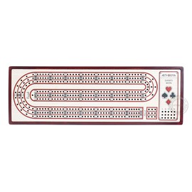 House of Cribbage - Artfornia Series - Wooden Cribbage Board Alphabet E Shape Continuous 3 Tracks with pegs Storage Drawer