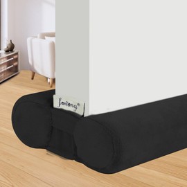 fowong Under Door Draught Excluder - 90cm Draft Excluder for Doors Under Door Seal Reduce Noise - Double Side Draught Stopper, Machine Washable, and Easy to Install - Black
