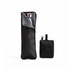 Black Microfiber Folding Umbrella Storage Bag with Carry Handle – Absorbent Wet Umbrella Sleeve Travel Case