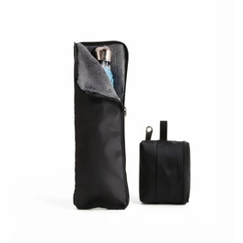 Black Microfiber Folding Umbrella Storage Bag with Carry Handle – Absorbent Wet Umbrella Sleeve Travel Case