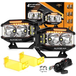 Auxbeam V-MAX Series LED Light Pod, 270° Side Shooter LED Offroad Lights with Amber DRL, 4 Inch Auxiliary Ditch Light for Truck ATV Jeep Ford