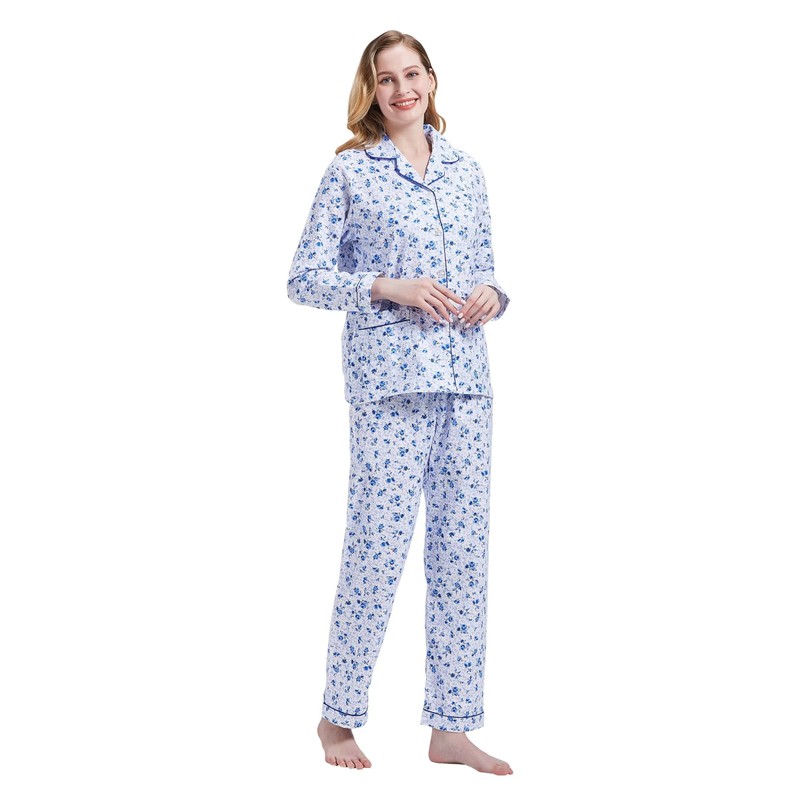 GLOBAL Women's Flannel Pajamas Set 100% Cotton PJs for Women