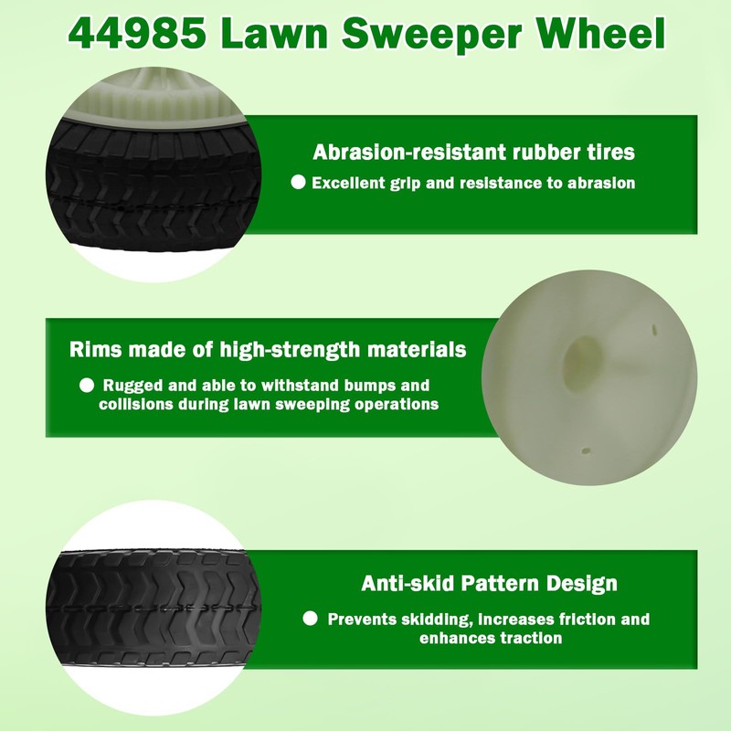 44985 Lawn Sweeper Wheel & Tire Complete Assembly Set Compatible