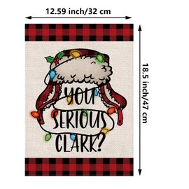 Christmas Garden Flag You Serious Clark Double Sided Burlap Funny Hat Buffalo Plaid Xmas Winter Holiday Decorations Yard Lawn Outdoor Decor 12.5 x 18 Inch