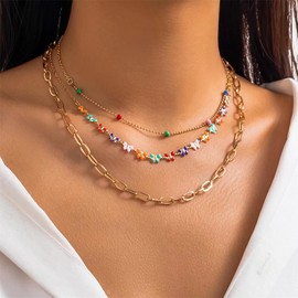 Butterfly Necklace for Women Colorful Necklace for Women Y2k Choker Necklaces Colorful Butterfly Necklaces Trendy Boho Colorful Necklaces Non Tarnish Jewelry Gift