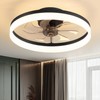 PUSU 15.8" Low Profile LED Ceiling Fans with Light, Reversible