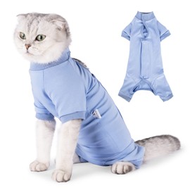 LIANZIMAU Cat Bodysuit After Surgery Cat Bodysuit for Cats Operation Long Sleeve One-Piece Cat Clothing E-Collar Alternative
