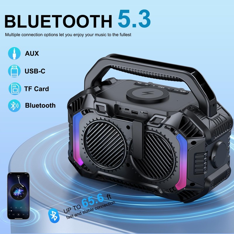 OMUCA Speakers Bluetooth Wireless, 100W Portable Bluetooth Speaker with Bass,