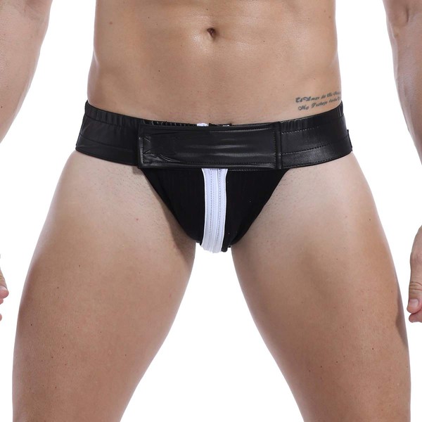 YFD Men's Boxer Briefs Underwear Black Lingerie Bikini Strings Briefs Pack of 3 - l