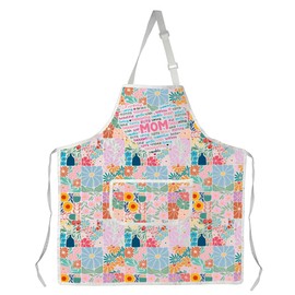 WSNANG Mom Apron With Pockets Boho Flower Adjustable Aprons Birthday Gifts for Mom Mama Mothers Day Gift from Daughters Son (CA Mom Apron)