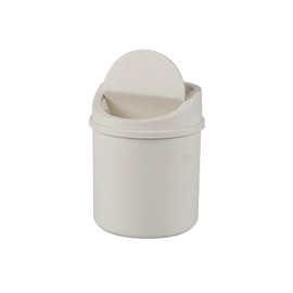 Qskely Cubo de basura de plástico con tapa basculante, 2 L, color blanco