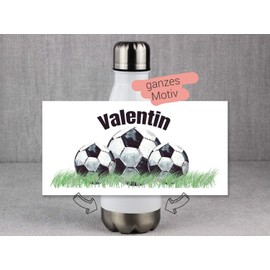 Trinkflasche Kinder 350ml Kinderflasche mit Namen personalisiert | Ideale Thermosflasche für Kinder, Kleinkinder, Kindergarten & Schule | Isolierflasche Edelstahl Fußball