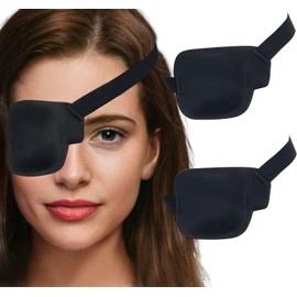 Vandorla Eye Patches for Adults and Kids, 2 Pcs 3D Eye Patch Black Adjustable Medical Eyepatch for Lazy Eye Amblyopia Strabismus and After Surgery (Right Eye)