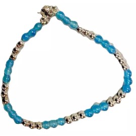 Danecraft Logo Bracelet Semi Precious Blue Onyx sterling silver filled beads NEW