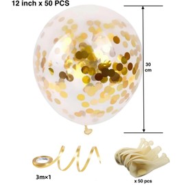 Gold Iatex Balloons, 50 Pcs 12-inch Gold Confetti Party Balloons, Perfect for Birthday Parties, Weddings, Anniversaries, Graduations, Showers, Holiday Party Decorations