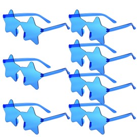 PLULON 7 Pairs Blue Star Sunglasses Rimless Star Shape Sunglasses, Star Glasses Bulk Bachelorette Sunglasses Star Party Favors for Birthday Beach Kids Adult