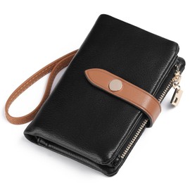 FALAN MULE Women's Purse with RFID Blocking, Small PU Leather, Women's Purse with 16 Card Slots and Coin Compartment, Large Credit Card Holder, Wallet for Women, black, Classic