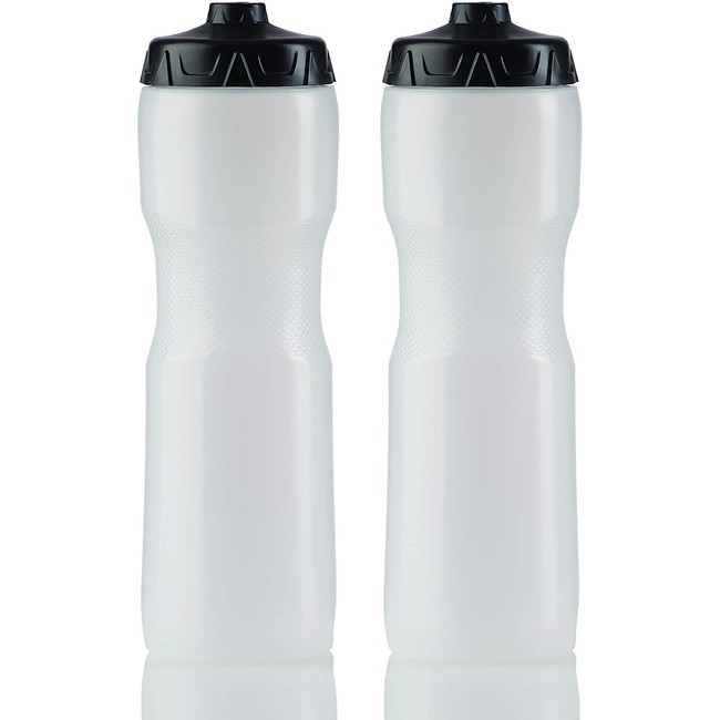 50 Strong Sports Squeeze Water Bottle with One-Way Valve - Two Pack - Set of 2 Leak Proof Squirt Waterbottles - 28 Ounces - Perfect for Bike - Made in USA