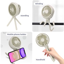 LAT Stroller Fan Flexible Tripod Clip On Fan,Portable Fan Car Seat Baby Fan with Flexible Tripod (White)