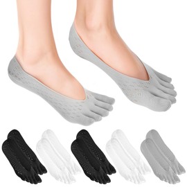 6Pairs Women's toe separator socks, Thin Soft Align Toe Socks for Bunion, Five Finger Orthopedic Compression Socks(Foot Size 6-9)