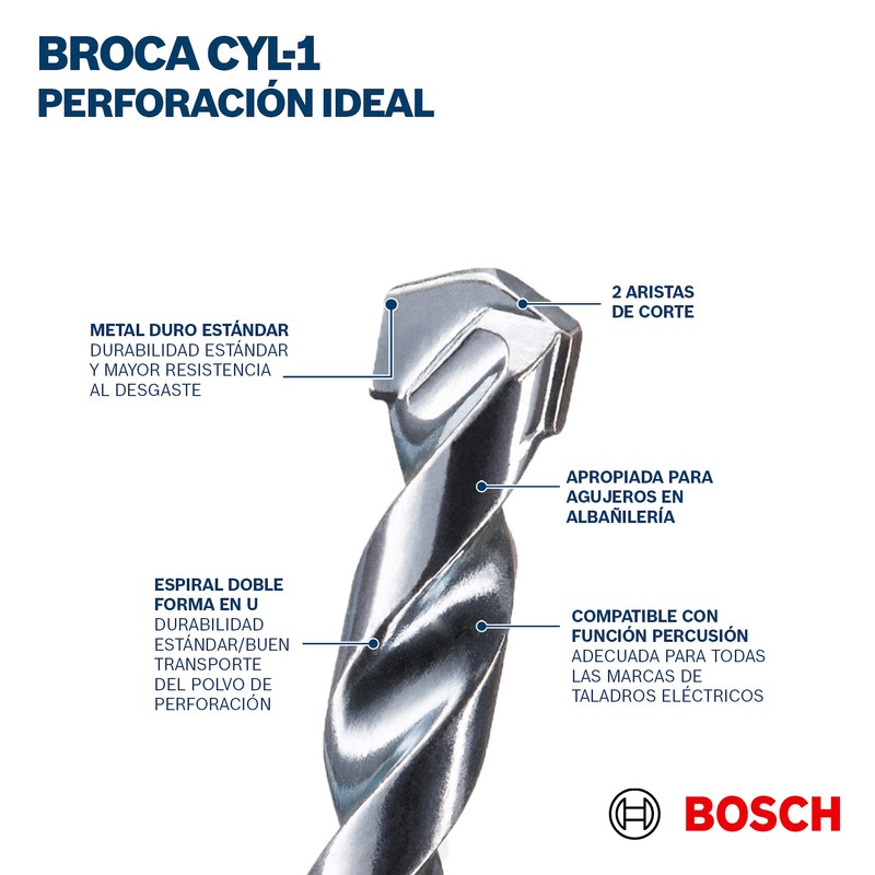 Bosch Broca para Concreto CYL-1, Plateado, Ø 3/16" x 6"