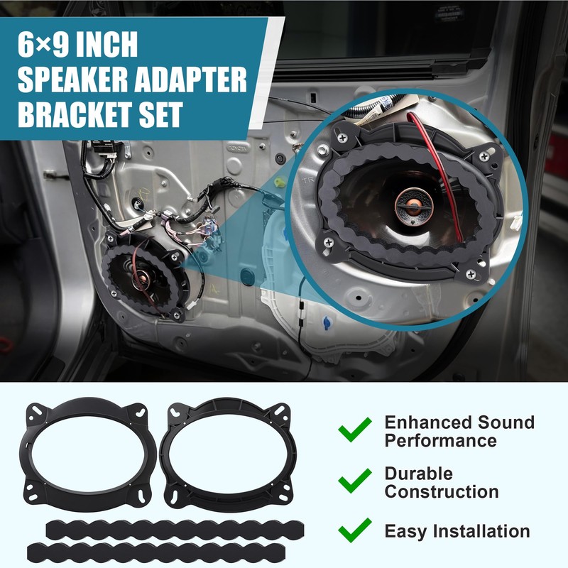 Gulfmew 6×9 Inch Front Door Speaker Adapter Bracket with Foam