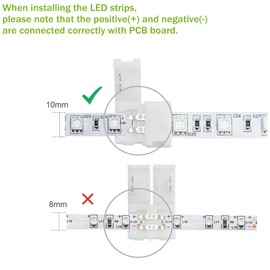 VIPMOON L Shape 2 Pin LED Connectors,10 Pcs Right Angle Corner Solderless Adapter Connector for 10mm Wide Single Color LED Strip Lights