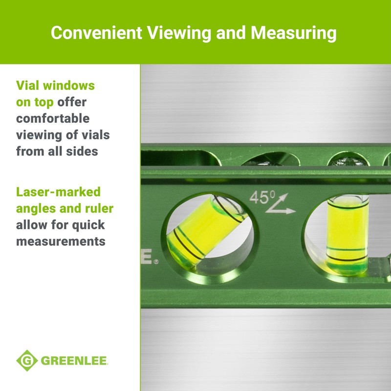 Greenlee L107 Electrician's Magnetic Torpedo Level with Conduit Bending Offset