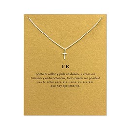 Yocoyee Minimalist Simple Tiny Cross Pendant Necklace Prayer Religious Lucky Necklace with Meaning Card Women Jeweiry-Silver