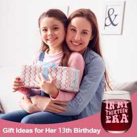 13th Birthday Gifts for Girls - in My 13s Era Water Glass, Gifts for 13 Year Old Girls, Scratch Resistant Stemless Teen Girl Gift for Schoolmate, Sister & Best Friend