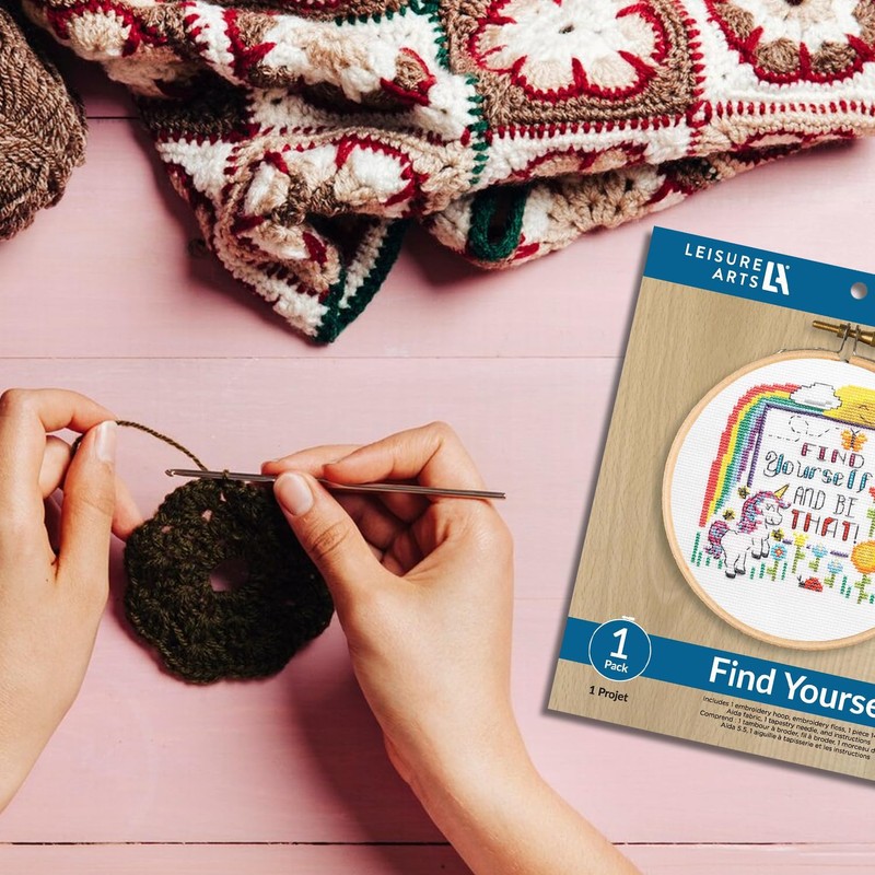 Leisure Arts Cross Stitch Kits 7" Find Yourself Cross Stitch