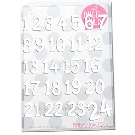 Iron-On Patch Advent Calendar Numbers 1-24 Flock Film Iron-On Appliques for Fabrics Textiles Children for Iron-On Patches, Colour: White