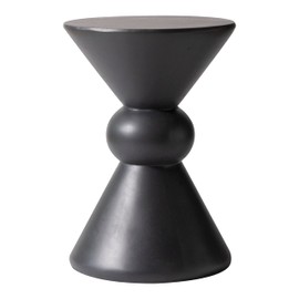 LeisureMod Modern Side Table Round Fiberstone Top Accent End Table for Home, Outdoor Patio, Living Room Sofa, Weather-Resistant, Echo Series in Dark Grey