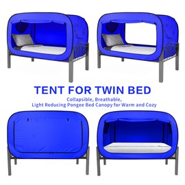 ANC POP Bed Tent Twin Bed Canopy Portable Dream Tent for Adult Indoor Sleeping Tents with 2 Doors Breathable Private Space Tents, Black