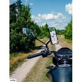 Archy Base Soporte Porta Celular para Motocicleta Rotacion 360 Aleacion Metal Ultra Firme Vertical Universal Accesorios para Moto Motoneta Espejo Retrovisor Seguro (11261C2) (Negro)