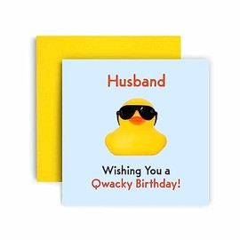 Huxters Birthday Cards for Men - Qwacky Birthday Husband Birthday Card for him - Funny Anniversary Card for Husband Fun Happy Birthday - 14.8cm (Husband)