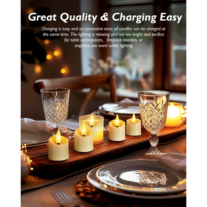 Homemory Rechargeable Flameless Candles, 2/4/6/8H Timer LED Votive Candles, 12