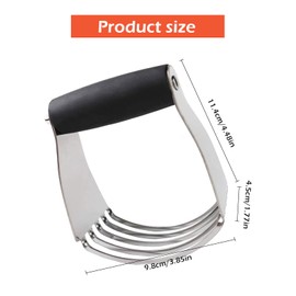 Stainless Steel Dough Blender - Heavy Duty Dough Mixer for Baking, Pie Crust, Pie and Pastry - Ergonomic Non-Slip Handle - Sharp Blades for Effortless Mixing - Dishwasher Safe (Silver)