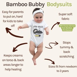 Baby Bodysuit Short Sleeve | Baby Bodysuit Eczema Clothing for Nap Ninjas, Grey Marle, 2-3T