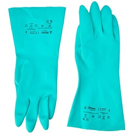Ultimate Industrial NL15 Lightweight Nitrile Gauntlets, 8/Medium, Green