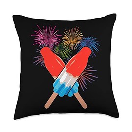 Summer Holidays Rocket Pop Memorial Day 4th of July Holiday Patriotic Rocket Pop Throw Pillow, 18x18, Multicolor