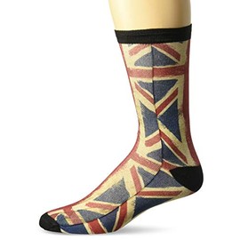Buckle-Down unisex-adult's Socks United Kingdom Flag Distress Painting Crew, Multicolor