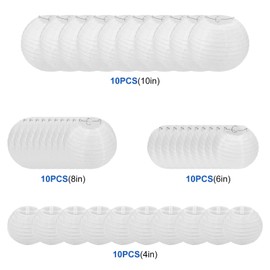 Starva ST Pack of 40 White Paper Lanterns - White Paper Lanterns for Weddings, Birthdays, Parties and Events - Various Sizes (4.7", 8")