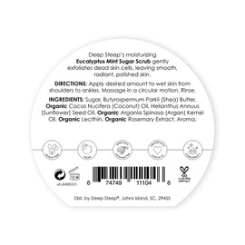 Deep Steep Sugar Scrub, Eucalyptus Mint, 8 oz – Exfoliating Body Scrub with Organic Coconut Oil, Shea Butter & Argan Oil – Vegan, Clean Beauty, Smooth, Soft & Nourished Skin