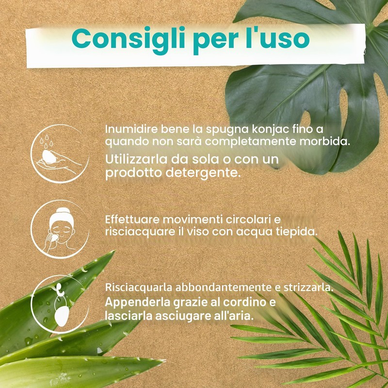 Konjac - Spugna naturale per il viso, pulisce e purifica