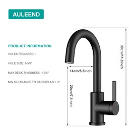 AULEEND Stainless Steel Bar Sink Faucet, Versatile Bathroom and Kitchen Faucet - Single Handle Single Hole Premium Lavatory Faucet for Indoor and Outdoor (ORB)